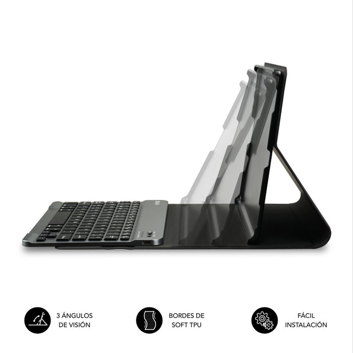 Subblim Keytab Pro Housse + Clavier sans Fil Bluetooth 5.2 AZERTY Espagnol pour Samsung Galaxy Tab A9+ 11" Noir