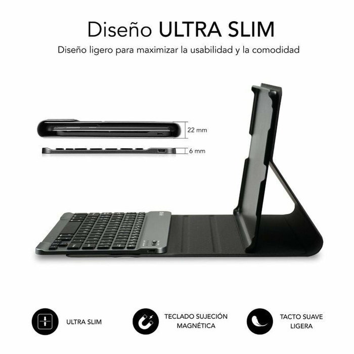 Subblim Housse et Clavier Bluetooth Keytab Pro pour Samsung Galaxy Tab A9+ 11 pouces, Noir, QWERTY Espagnol