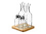 Vivalto Set Huilier Vinaigrier Salière Poivrière Verre Métal Bois 15x20x7 cm (Set de 8)