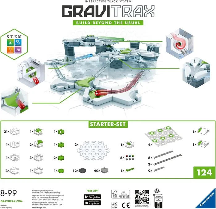Ravensburger Gravitrax Starter Set 122 Pièces - Circuit de Billes - Jeu de Construction Créatif - À Partir de 8 Ans - Version Française - Réf. 22410 Ravensburger Gravitrax Starter Set 122 Pièces - Circuit de Billes - Jeu de Construction Créatif - À Partir de 8 Ans - Version Française - Réf. 22410
