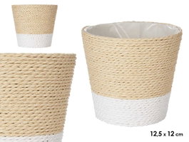 Ibergarden Pot Corde 12x12 cm Blanc Naturel avec Plastique (Set de 24)