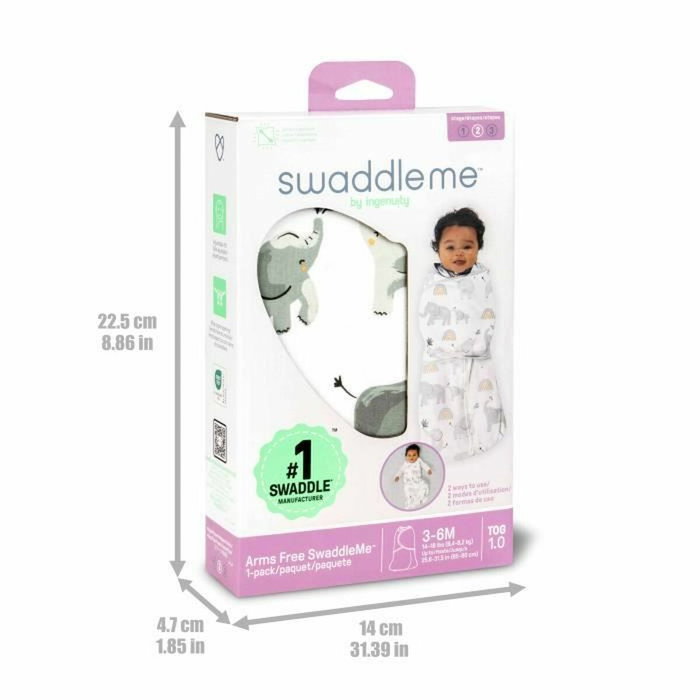 Ingenuity Gigoteuse d'Emmaillotage SwaddleMe Arms Free Motif Éléphant Ingenuity Gigoteuse d'Emmaillotage SwaddleMe Arms Free Motif Éléphant