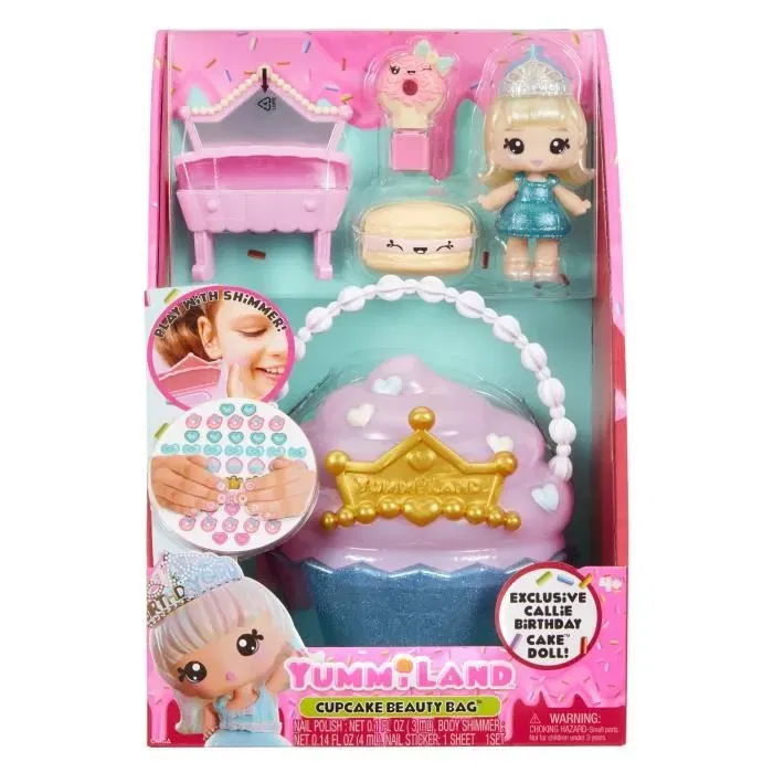 Yummiland Coffret Beauté Sac Cupcake + Poupée Lip Gloss - avec Callie Birthday Cake Exclusive, Vernis et Stickers à Ongles, Pour 4 ans et plus Yummiland Coffret Beauté Sac Cupcake + Poupée Lip Gloss - avec Callie Birthday Cake Exclusive, Vernis et Stickers à Ongles, Pour 4 ans et plus