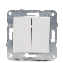 Panasonic Karre Double Interrupteur 10A 250V Cadre Métal Blanc