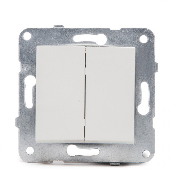 Panasonic Karre Double Interrupteur 10A 250V Cadre Métal Blanc Panasonic Karre Double Interrupteur 10A 250V Cadre Métal Blanc