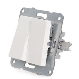 Panasonic Karre Double Interrupteur 10A 250V Cadre Métal Blanc