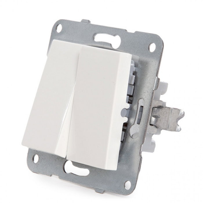 Panasonic Karre Double Interrupteur 10A 250V Cadre Métal Blanc Panasonic Karre Double Interrupteur 10A 250V Cadre Métal Blanc