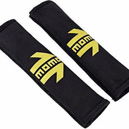 MOMO MOMLSHP001B Ensemble 2 Almohadillas Ceinture Voiture Noir-Jaune Microsuède