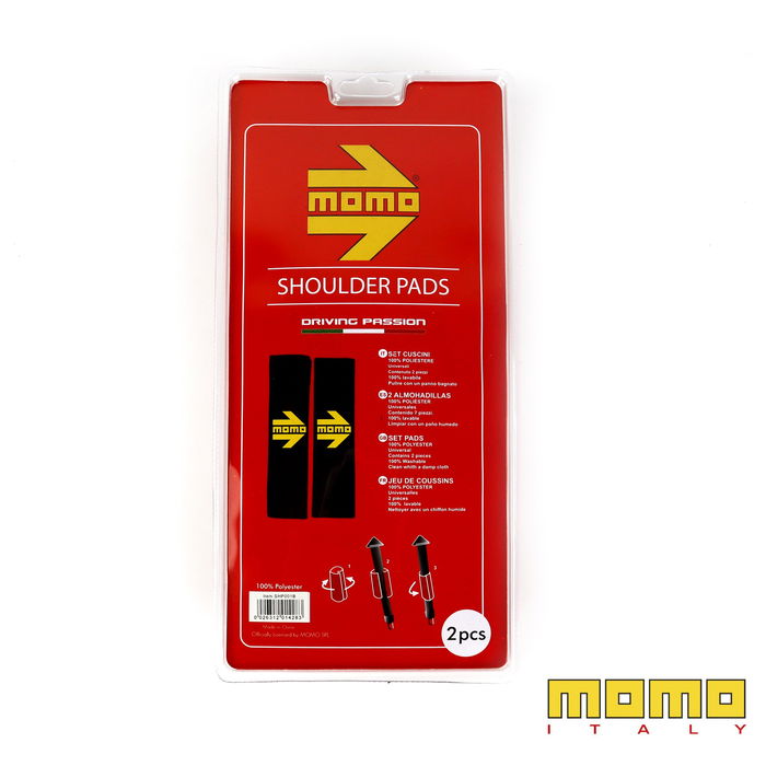 MOMO MOMLSHP001B Ensemble 2 Almohadillas Ceinture Voiture Noir-Jaune Microsuède