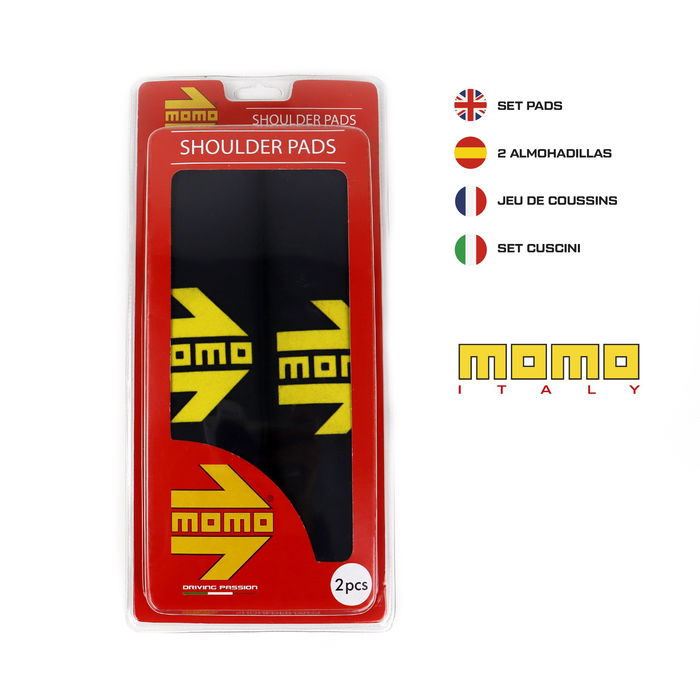 MOMO MOMLSHP001B Ensemble 2 Almohadillas Ceinture Voiture Noir-Jaune Microsuède
