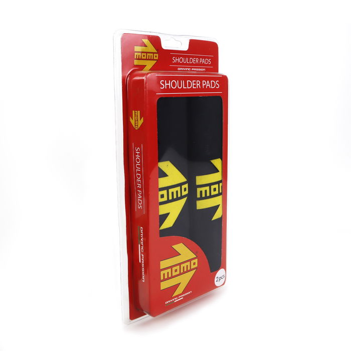MOMO MOMLSHP001B Ensemble 2 Almohadillas Ceinture Voiture Noir-Jaune Microsuède