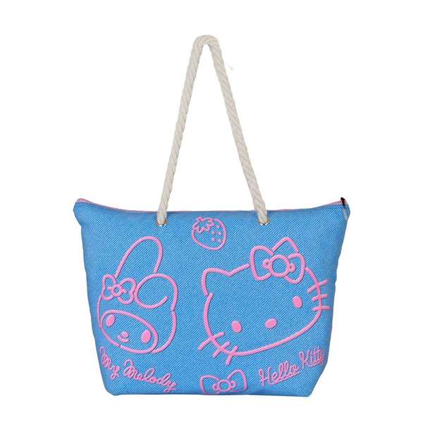 Karactermania - Bolsa de playa Hello Kitty Soleil Denim - Sac de plage - 52 x 37 x 17 cm - En polyester - Bleu