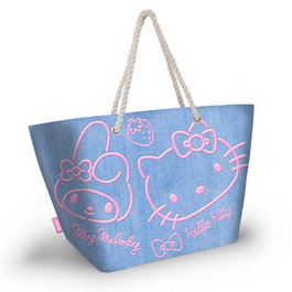 Karactermania - Bolsa de playa Hello Kitty Soleil Denim - Sac de plage - 52 x 37 x 17 cm - En polyester - Bleu