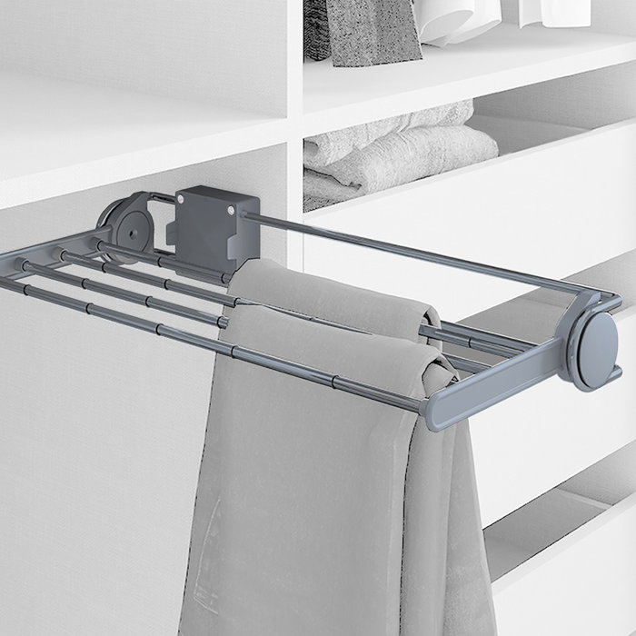 Emuca Porte-pantalons latéral extractible Self, Peint en aluminium, Acier et Plastique.