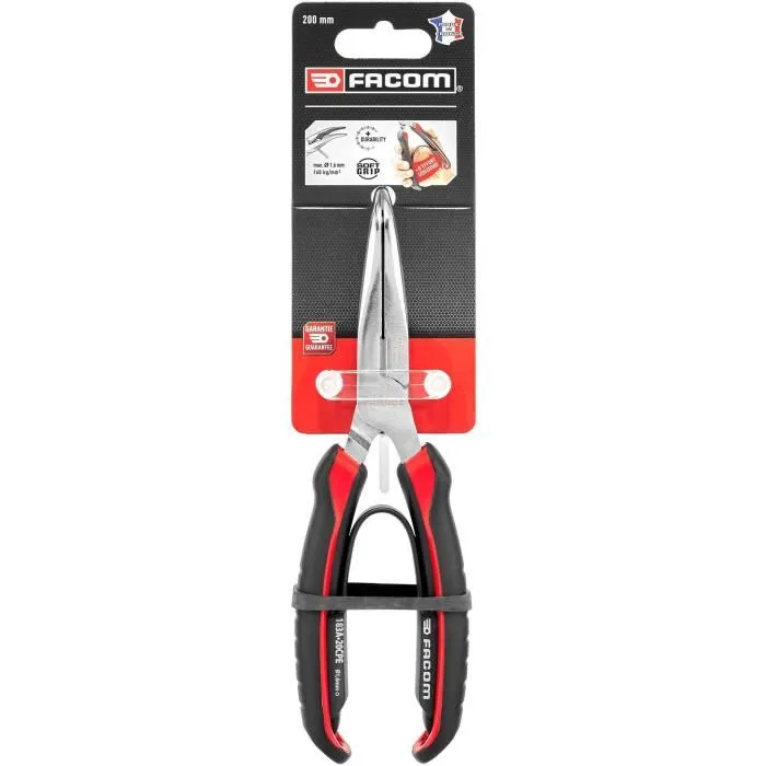 Facom 183A.20CPEPB - Pince à becs demi-ronds coudés effilés - Bec fin strié pour une prise renforcée, outil de précision professionnel