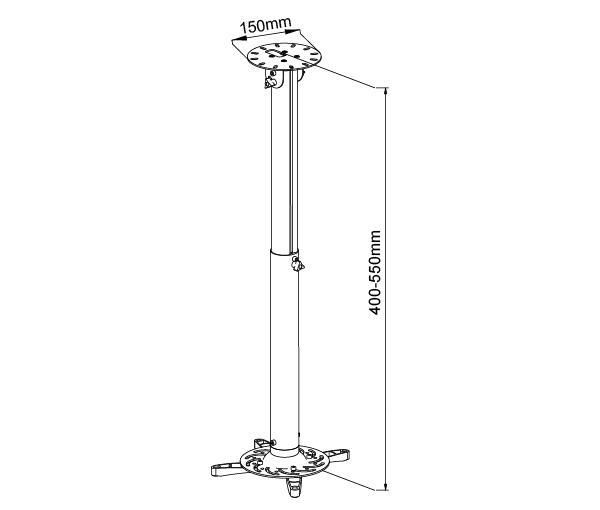 Vivolink Support de projecteur professionnel au plafond blanc, 15 kg, 380-550 mm Vivolink Support de projecteur professionnel au plafond blanc, 15 kg, 380-550 mm