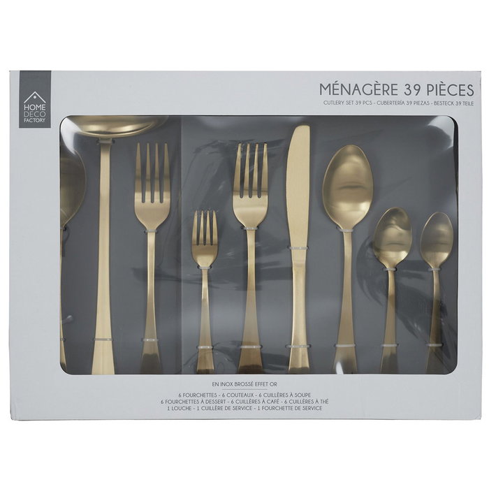 Home Deco Factory Service de coutellerie Mirage 39 pièces doré