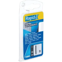 Rapid Agraf 1000 - Clous en acier n°9, 15mm (Paquet de 1000) - Pour travaux de menuiserie et bricolage