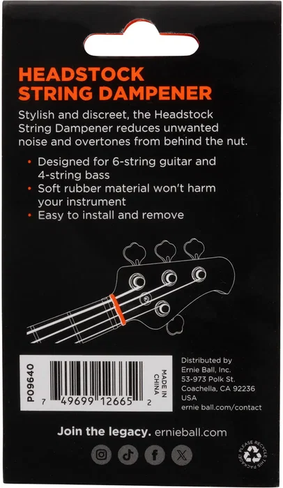 ERNIE BALL String Dampener pour tête de manche et chevalet - Silencieux de cordes professionnel pour guitare électrique - Réduit bruit et harmoniques ERNIE BALL String Dampener pour tête de manche et chevalet - Silencieux de cordes professionnel pour guitare électrique - Réduit bruit et harmoniques