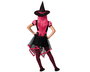 Disfraz Infantil Déguisement Enfant Sorcière Rose et Noir avec Jupe Irrégulière et Chapeau Pointu - Taille 10-12 Ans - Halloween