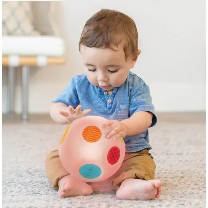 Infantino Senso' Balle Sonore, balle d'éveil lumineuse et musicale multicolore pour bébé, stimule la motricité et l'apprentissage des couleurs, dès la naissance, 470 g