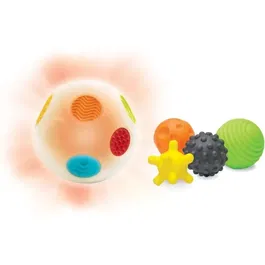 Infantino Senso' Balle Sonore, balle d'éveil lumineuse et musicale multicolore pour bébé, stimule la motricité et l'apprentissage des couleurs, dès la naissance, 470 g