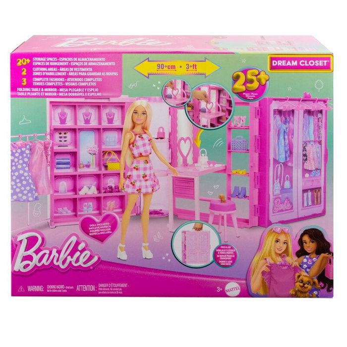Barbie Dressing de Rêve avec Armoire et 27 Accessoires