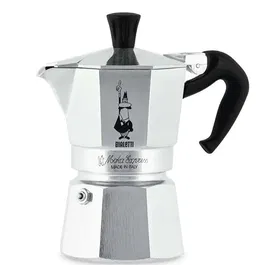 Bialetti Moka Express Cafetière italienne Inox 2 tasses 90 ml pour tous feux sauf induction