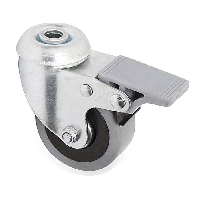 Q&Q Roue pivotante JADE TP Ø60 avec frein et aro en caoutchouc gris Q&Q Roue pivotante JADE TP Ø60 avec frein et aro en caoutchouc gris