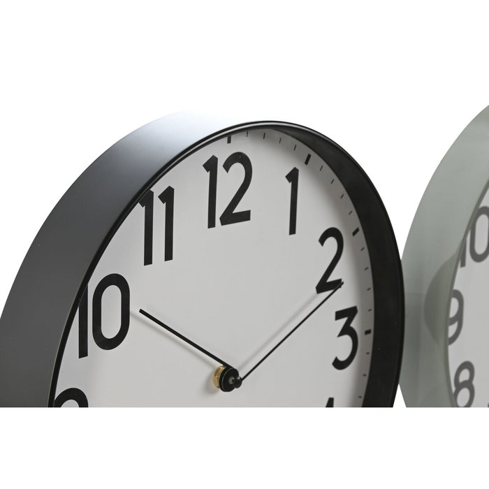 Horloge Murale Home ESPRIT Noir Gris PVC 30 x 4 x 30 cm (2 Unités)