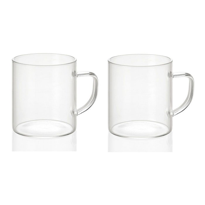 Andrea House Lot de 2 tasses en verre transparent 300 ml Ø7,5 x 8,5 cm pour café ou thé Andrea House Lot de 2 tasses en verre transparent 300 ml Ø7,5 x 8,5 cm pour café ou thé