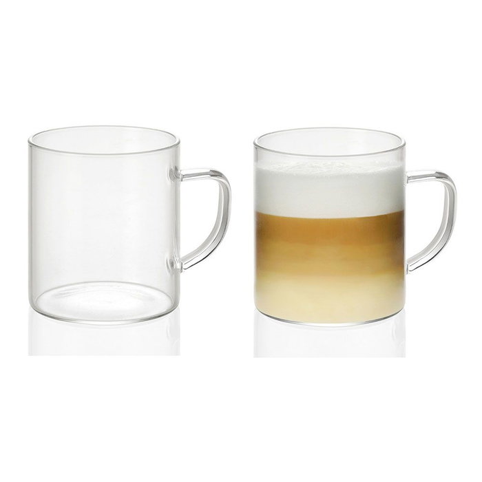 Andrea House Lot de 2 tasses en verre transparent 300 ml Ø7,5 x 8,5 cm pour café ou thé Andrea House Lot de 2 tasses en verre transparent 300 ml Ø7,5 x 8,5 cm pour café ou thé