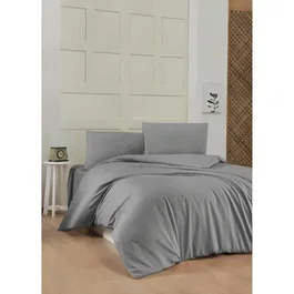 Parure de Lit King Size 240 x 220 cm - Housse de Couette + 2 Taies d'Oreiller 60x60 cm - 100% Coton Renforcé 155 Fils - Gris