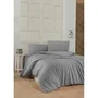 Parure de Lit King Size 240 x 220 cm - Housse de Couette + 2 Taies d'Oreiller 60x60 cm - 100% Coton Renforcé 155 Fils - Gris