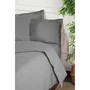 Parure de Lit King Size 240 x 220 cm - Housse de Couette + 2 Taies d'Oreiller 60x60 cm - 100% Coton Renforcé 155 Fils - Gris
