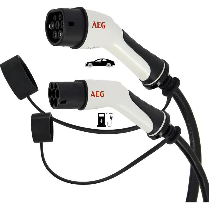 AEG Câble de charge Type 2 pour véhicules électriques & hybrides - Triphasé 16A 480V - Jusqu'à 11 kW - 5 m