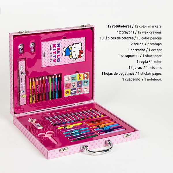 Cerdá Set de Papeterie Coloriage Mallette Hello Kitty 31 x 28 x 4 cm - Loisir Créatif Enfant 3 ans