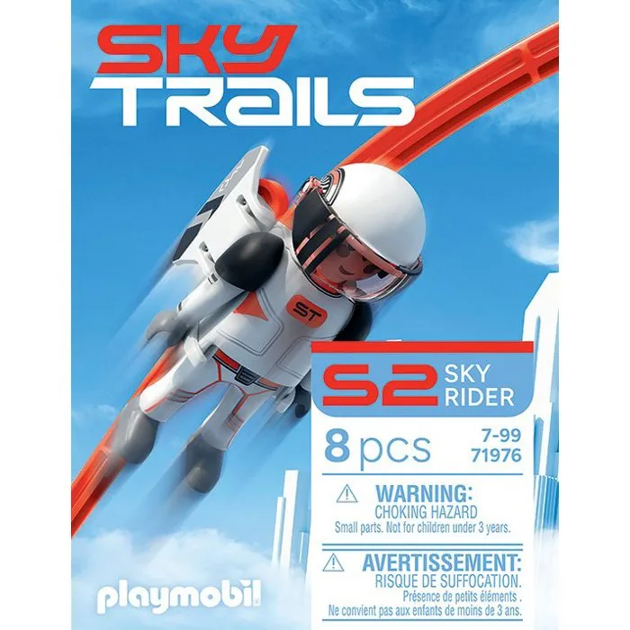 Playmobil Sky Trails - Personnage Sky Rider avec circuit aerien de 8 pieces - Jouet de construction a partir de 7 ans