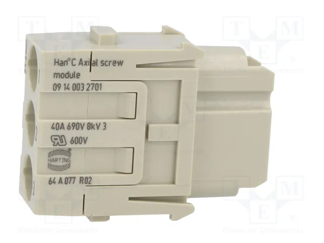 HARTING Han-Modular® Module Connecteur Femelle 3 Broches 40A 690V HARTING Han-Modular® Module Connecteur Femelle 3 Broches 40A 690V