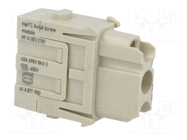 HARTING Han-Modular® Module Connecteur Femelle 3 Broches 40A 690V HARTING Han-Modular® Module Connecteur Femelle 3 Broches 40A 690V