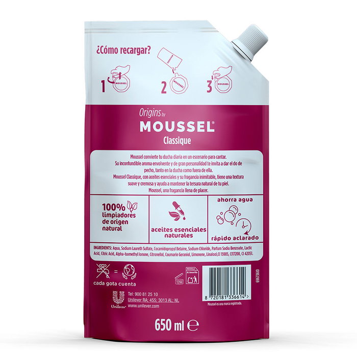 Moussel Gel douche Classique Original recharge 650 ml