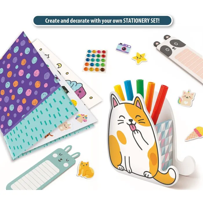 Liscianigiochi Kit Créatif de Papeterie pour Enfants à partir de 7 ans - Marqueurs, Autocollants, Accessoires Kawaii, Washi Tape