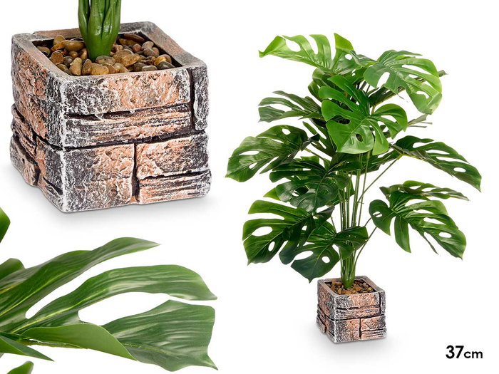 Ibergarden Pot carré plante feuille nervurée 39x75x35 cm vert plastique magnésium (Set de 4) Ibergarden Pot carré plante feuille nervurée 39x75x35 cm vert plastique magnésium (Set de 4)