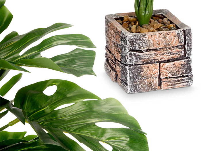 Ibergarden Pot carré plante feuille nervurée 39x75x35 cm vert plastique magnésium (Set de 4) Ibergarden Pot carré plante feuille nervurée 39x75x35 cm vert plastique magnésium (Set de 4)