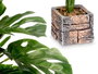 Ibergarden Pot carré plante feuille nervurée 39x75x35 cm vert plastique magnésium (Set de 4)