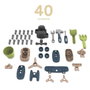 Smoby Banco de trabajo, établi enfant avec 39 accessoires, jeu d'imitation espagnol/portugais, dès 2 ans