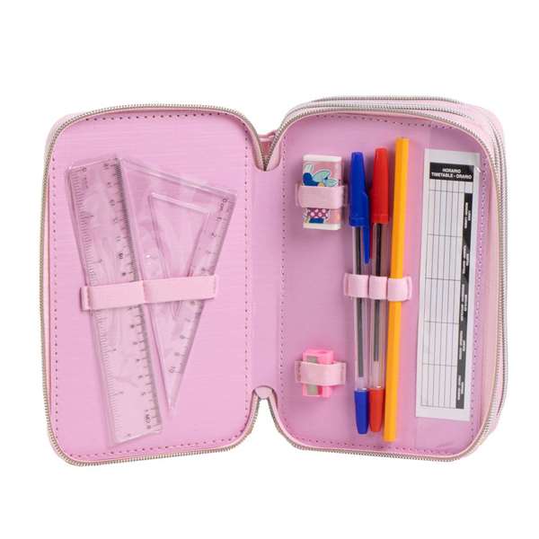Giotto Plumier de Voyage Minnie avec Accessoires - Dimensions : 12.5 x 6.5 x 19.5 cm, Rose, Recommandé à partir de 3 ans