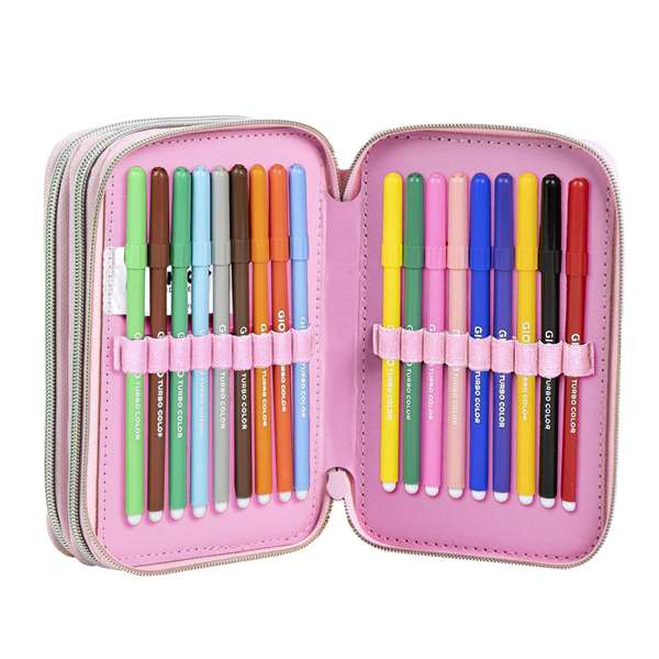 Giotto Plumier de Voyage Minnie avec Accessoires - Dimensions : 12.5 x 6.5 x 19.5 cm, Rose, Recommandé à partir de 3 ans