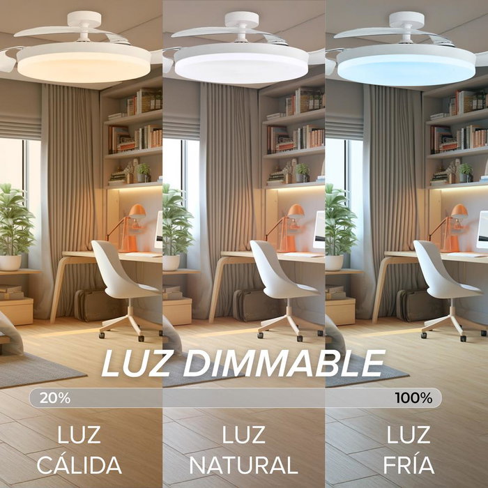 Yoevu CONCEPT OVA Ventilateur de Plafond Blanc avec LED et Pales Rétractables