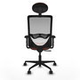 Chaise Zulema Synchro 3 positions tissu Marron Maille Blanc Base en nylon noir Accoudoir 2D Appui-tête Roulettes 65mm nylon